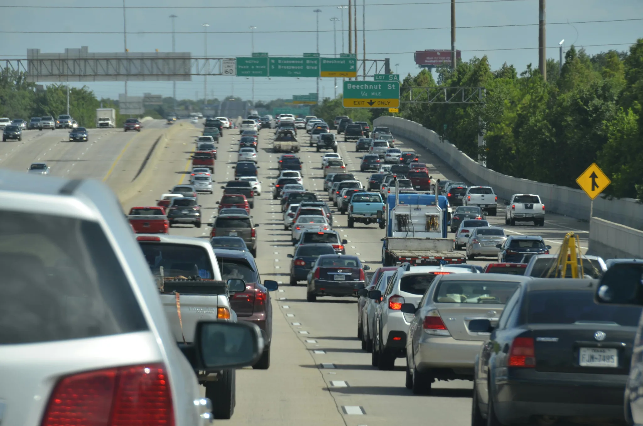 Heavy traffic on multi-lane highway